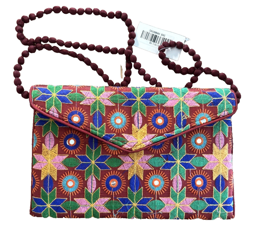 RAJ L.A - Embroidered MULTI COLOR FABRIC HANDBAG Clutch Crossbody